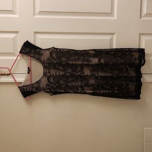 Black lace mini dress cap sleeve